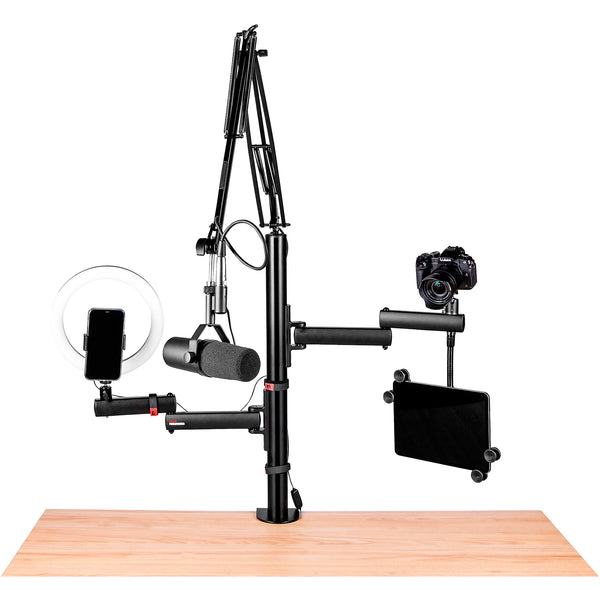 GATOR FRAMEWORKS ID SERIES ALL-IN-ONE CONTENT CREATOR TREE WITH LIGHT, MIC & CAMERA ATTACHMENTS