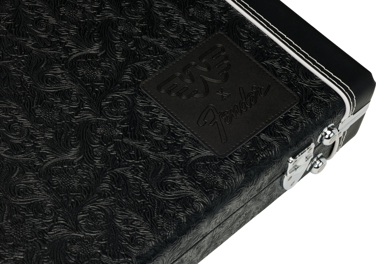 FENDER WAYLON JENNINGS STRAT/TELE CASE - BLACK TOOLED LEATHER