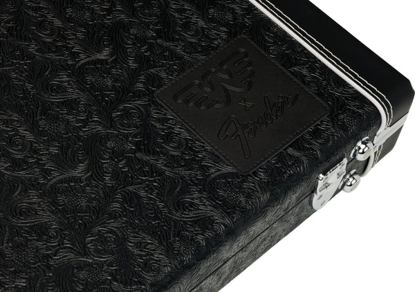 FENDER WAYLON JENNINGS STRAT/TELE CASE - BLACK TOOLED LEATHER
