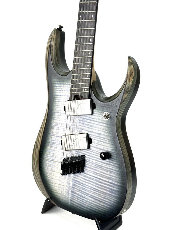 PRE-OWNED IBANEZ IRON LABEL RGDIM6FM MULTISCALE - CERULEAN BLUE BURST FLAT