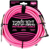 ERNIE BALL BRAIDED INSTRUMENT CABLE STRAIGHT TO RIGHT ANGLE 18FT-PINK
