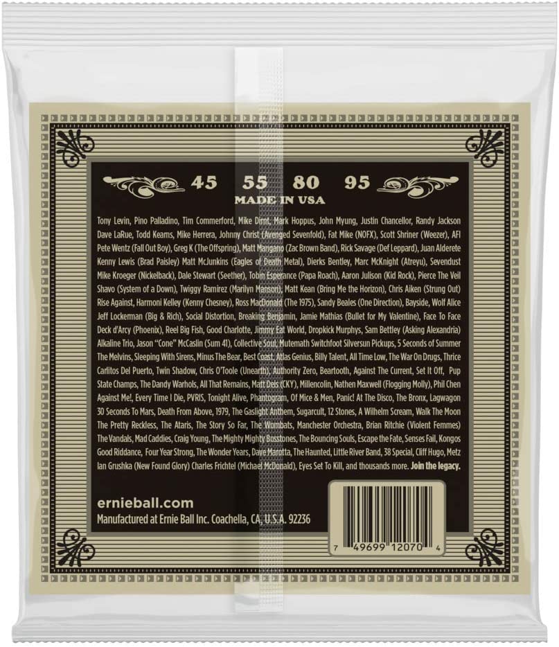ERNIE BALL EARTHWOOD ACOUSTIC BASS STRINGS-45-95