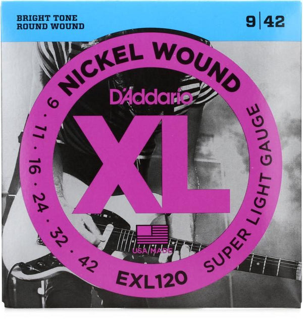 D'ADDARIO EXL120 XL NICKEL WOUND ELECTRIC GUITAR STRINGS LIGHT - .009-.042