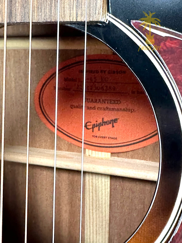 EPIPHONE J-45 EC ACOUSTIC GUITAR-AGED VINTAGE SUNBURST GLOSS