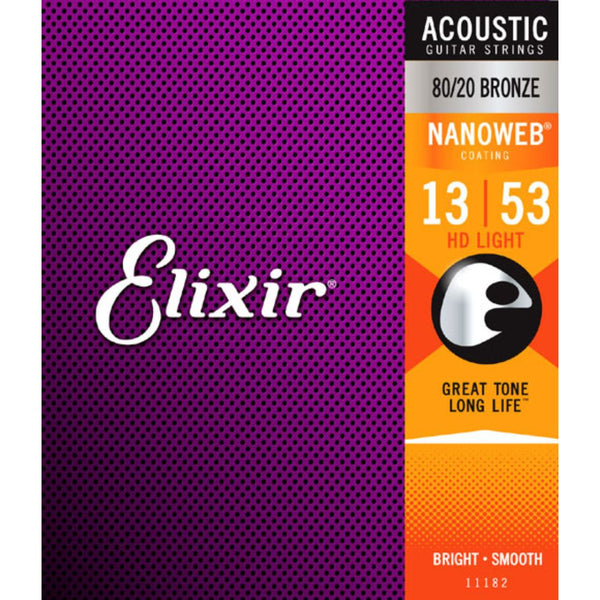 ELIXER 11102 NANOWEB 80/20 ACOUSTIC MEDIUM STRINGS - .013-.056