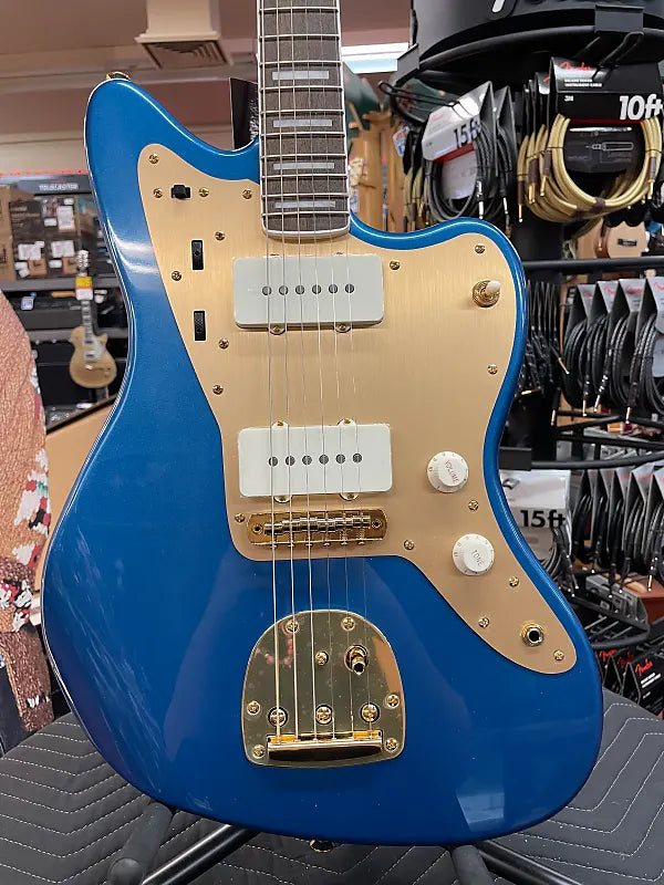 SQUIER 40TH ANNIVERSARY JAZZMASTER, GOLD EDITION-LAKE PLACID BLUE